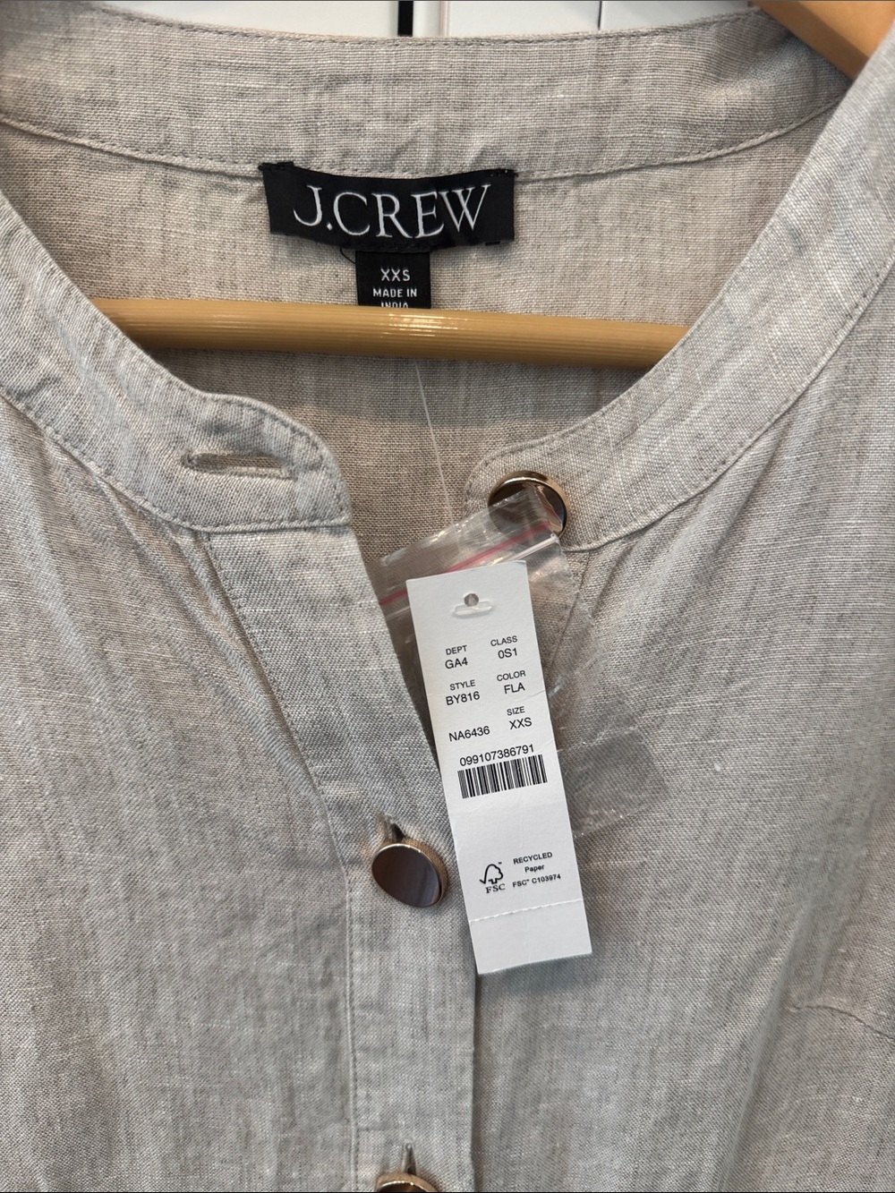 J. Crew Cream Button-Front Sleeveless Linen Maxi Dress - Picture 3 of 3